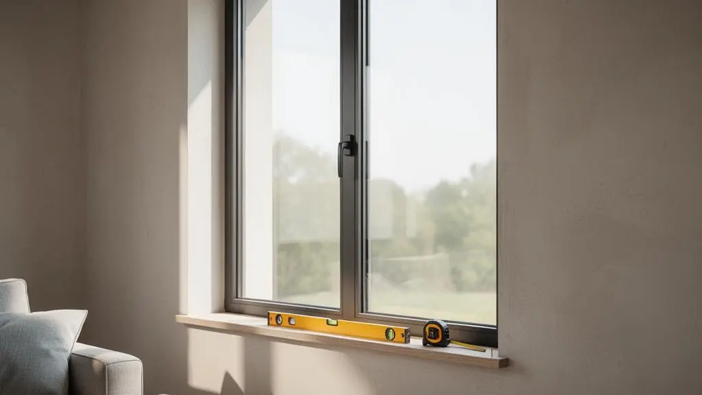 Fenêtre moderne à double vitrage baignée de lumière naturelle dans un intérieur rénové, symbolisant un choix de menuiserie performant et économique