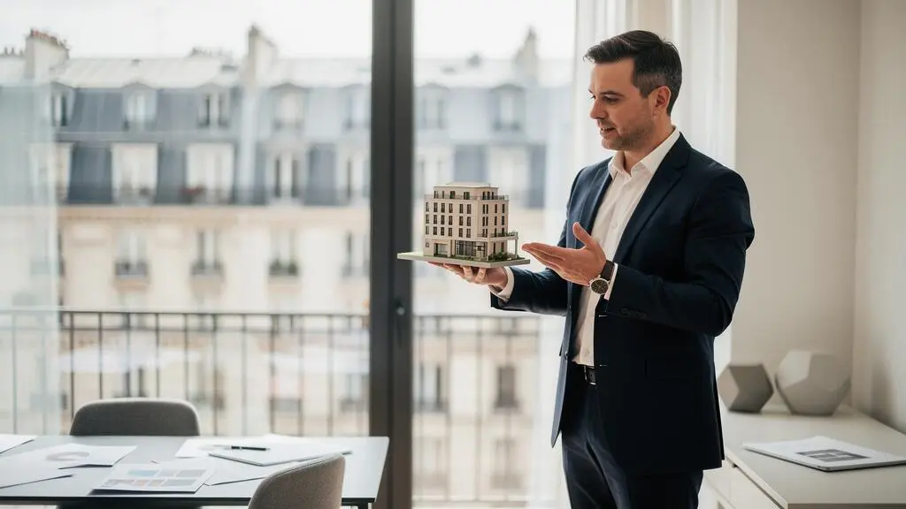 Investisseur immobilier examinant les plans de plusieurs biens locatifs pour orchestrer un financement à effet de levier
