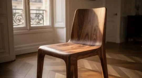 Intérieur d'appartement lumineux réaménagé avec un coin bureau discrètement intégré dans l'espace de vie familial